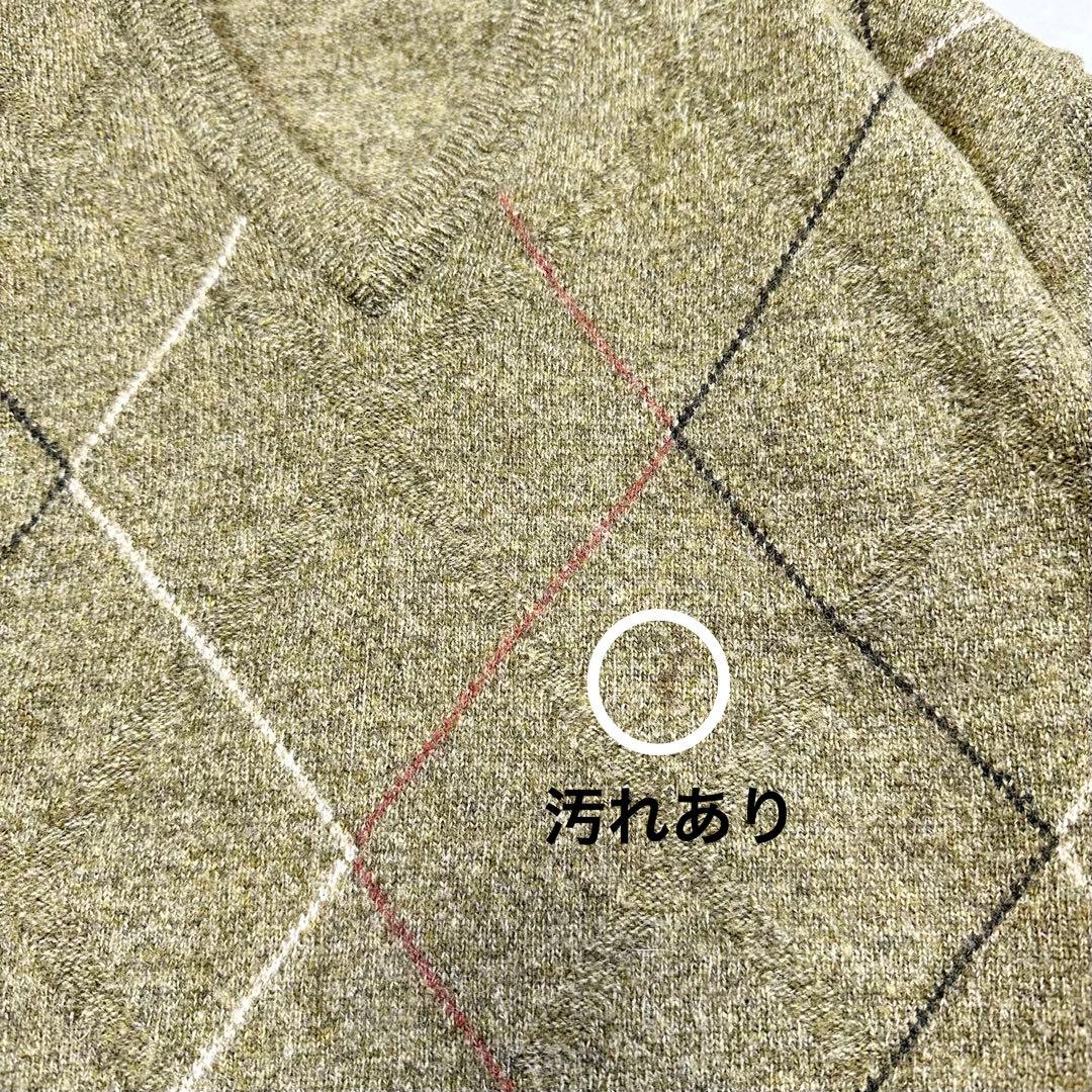 リンドバーグ アーガイル柄 Vネックニット セーター M カーキ j1243 — image 4