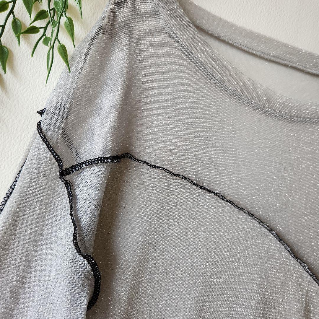 フリーフル『Ｌ』コントラスト ステッチ グリッター シアートップ — image 4
