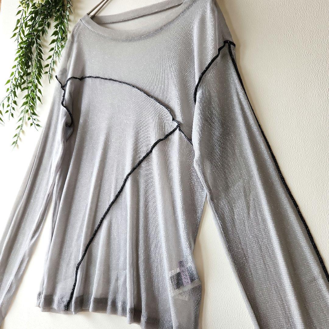 フリーフル『Ｌ』コントラスト ステッチ グリッター シアートップ — image 5
