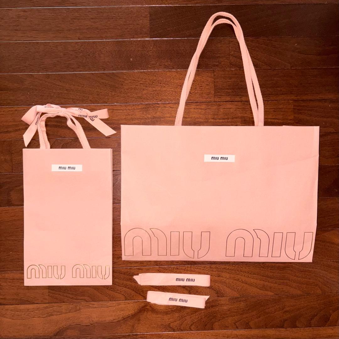 miu miu ショップ袋 ショッパー 大・中 2点セット & リボン — image 4