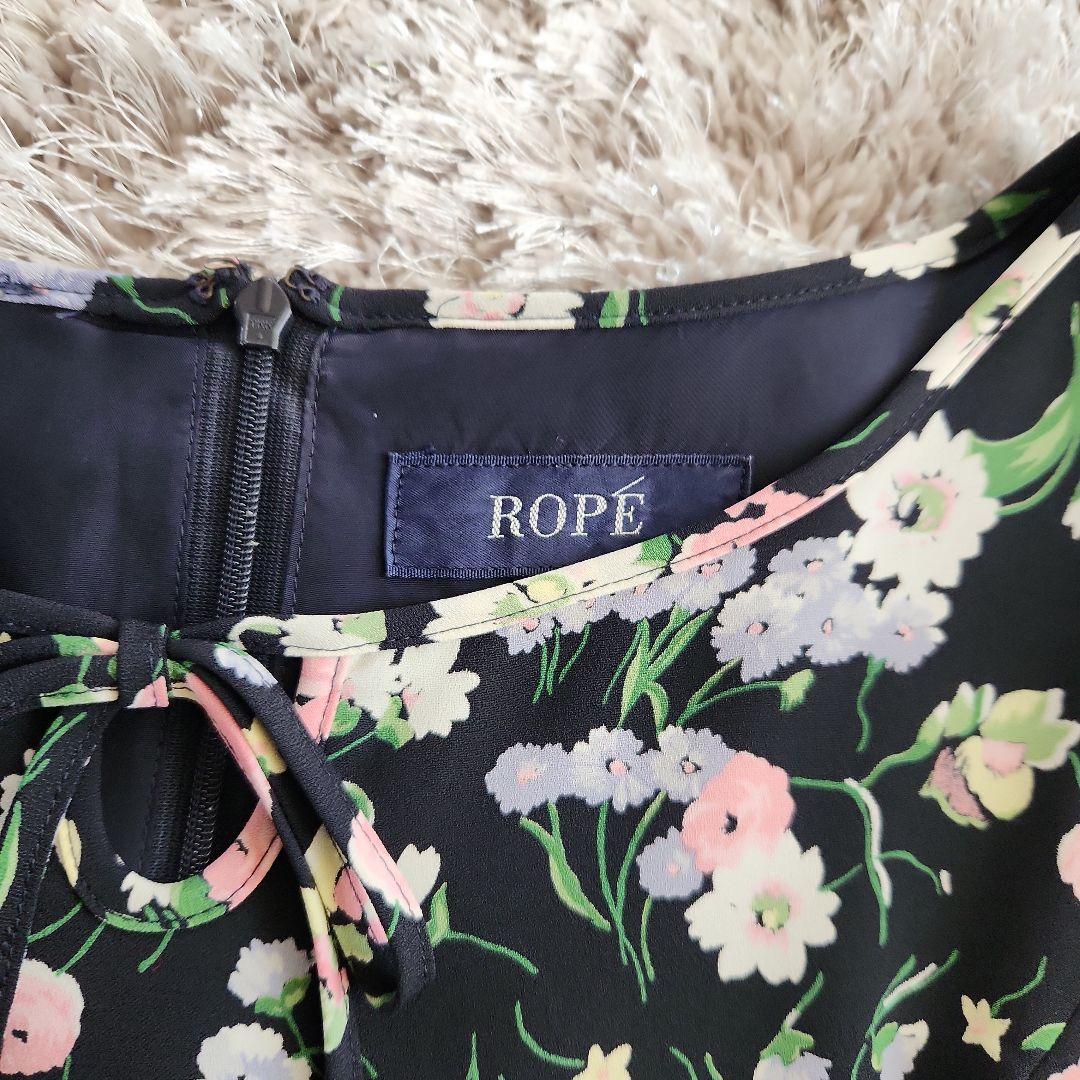 ROPE 花柄 半袖ミニワンピース 黒 — image 3