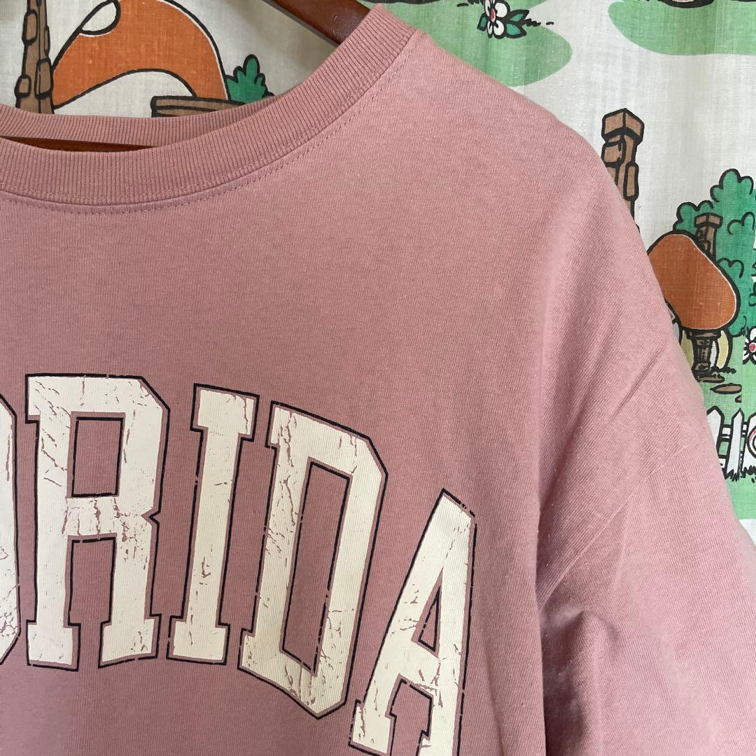 ニコアンド カレッジロゴTシャツ ビッグシルエット くすみピンクゆったり — image 2