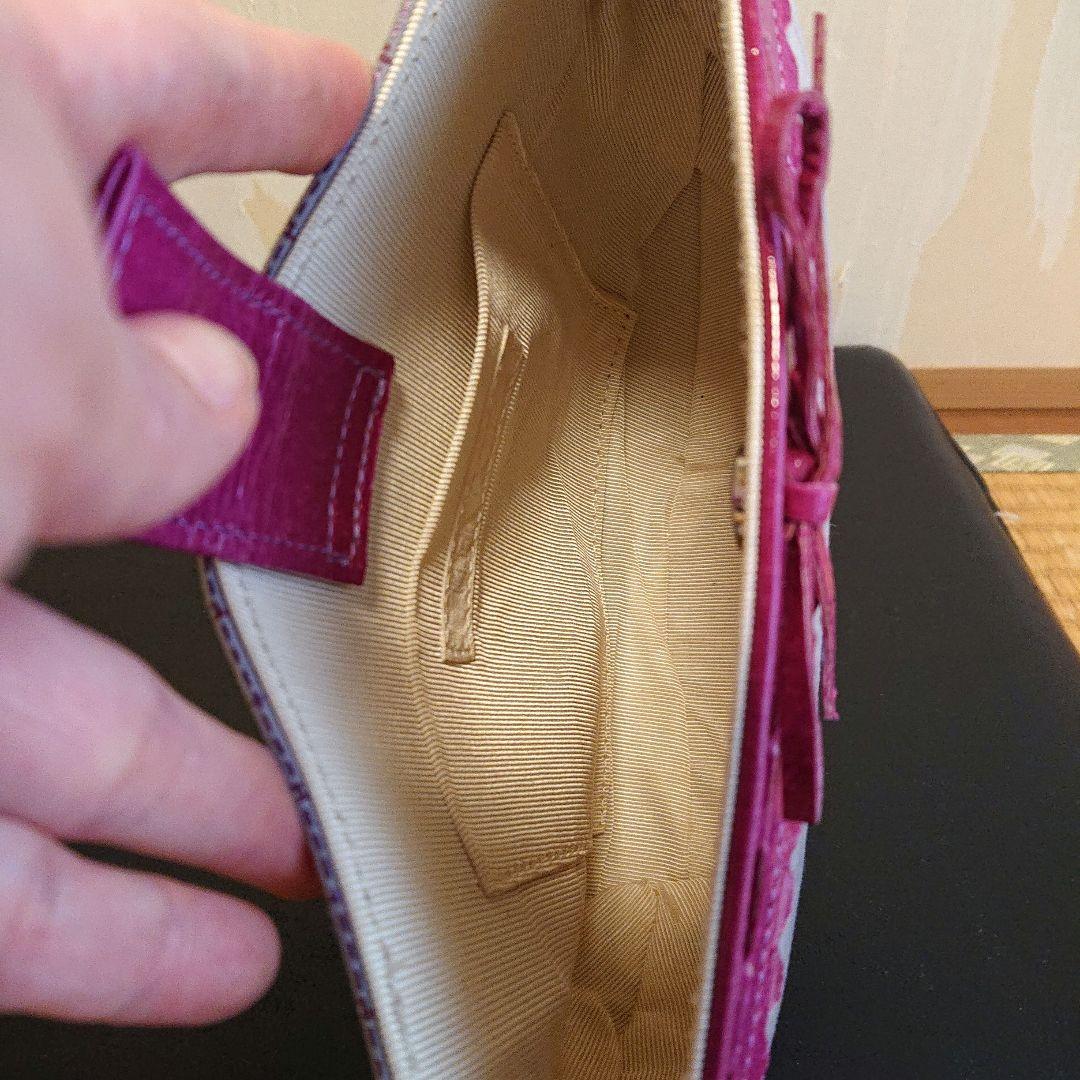 クランデュイュ グレーとピンクのチェック柄 ハンドバッグ — image 3