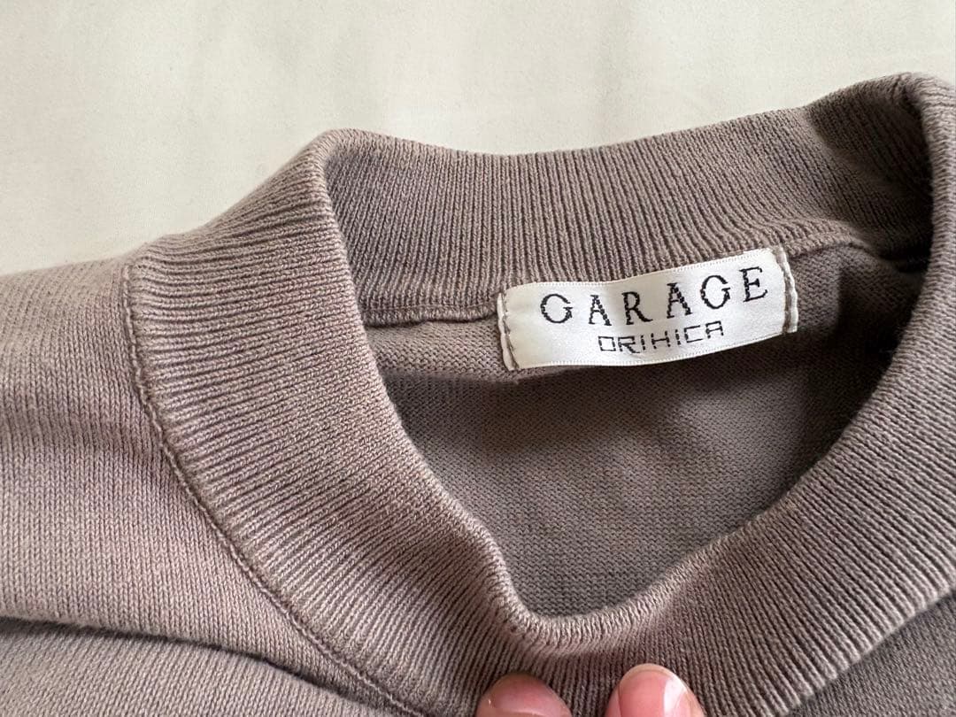 GARAGE ORIHICA 半袖ニット モックネック グレージュ サマーニット — image 3