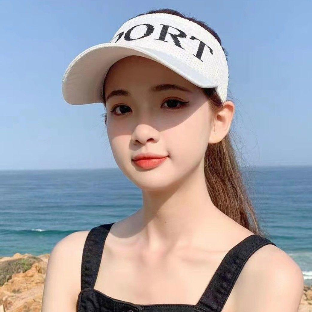 【ホワイト】UVカット サンバイザー ワイドつば 韓国風 オープントップデザイン — image 2