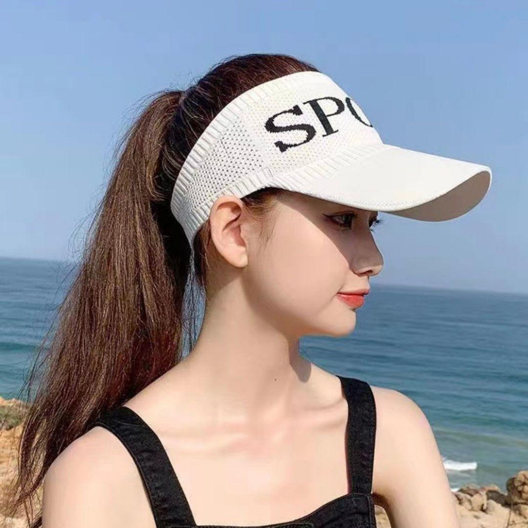 【ホワイト】UVカット サンバイザー ワイドつば 韓国風 オープントップデザイン — image 4