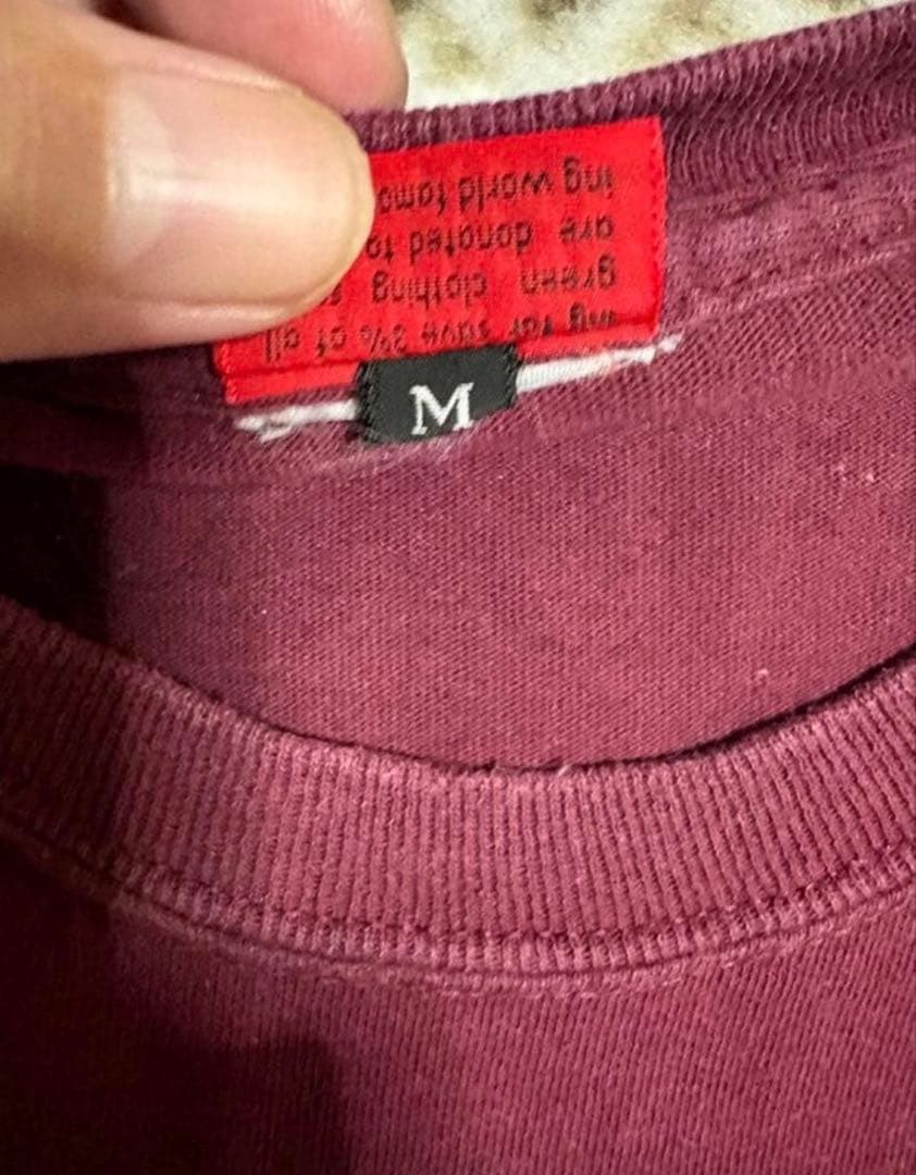 値下げ中！【美品】 greenclothing Tシャツ ボルドー M — image 3