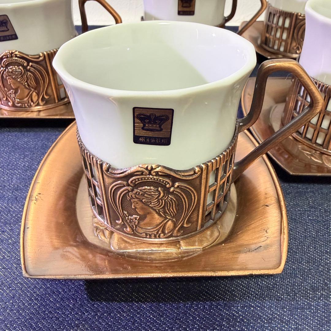 【新品未使用】 希少 昭和レトロ アトランダム カメオ コーヒーカップ 5客 — image 3