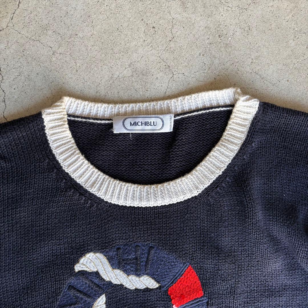 vintage MICHIBLU ネイビー 長袖ニットセーター — image 3