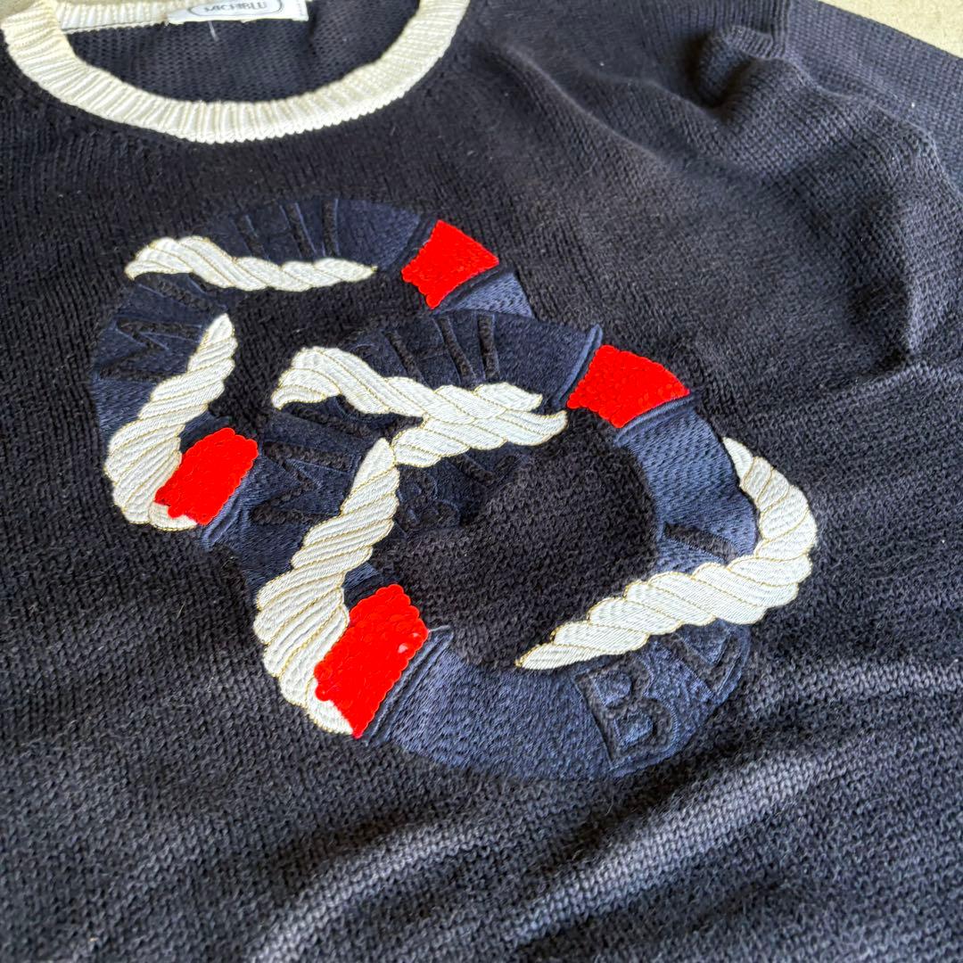 vintage MICHIBLU ネイビー 長袖ニットセーター — image 4