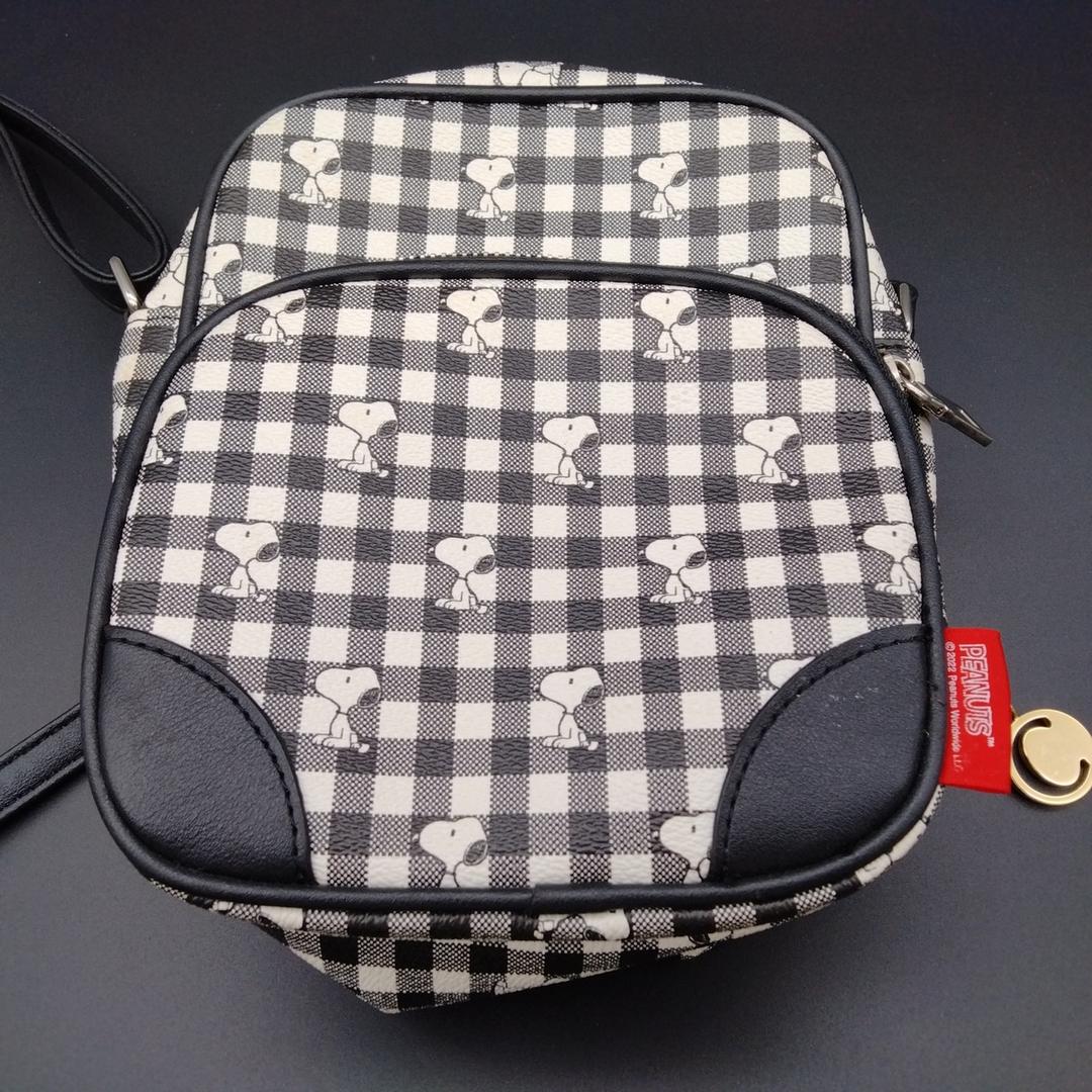★【美品】PEANUTS スヌーピー　ショルダーバッグ　チェック — image 3