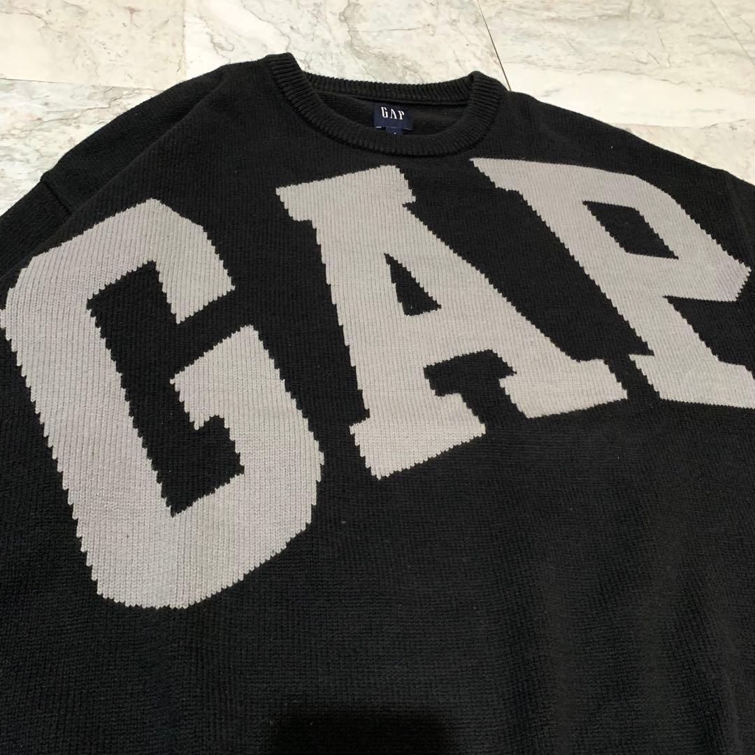 希少デザイン GAP ギャップ ニット ブラック ビッグロゴ — image 4