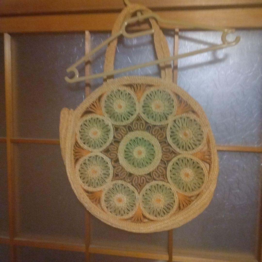 花模様 編み込みハンドバッグ　昭和レトロ　レア — image 2