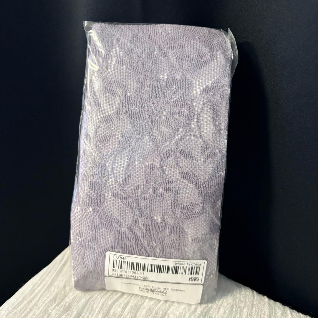 紫 パープル 花柄 網タイツ — image 3