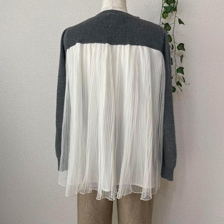 【訳あり特価✨売り切れ必至】レイビームス チュールニット異素材トップス グレー — image 2