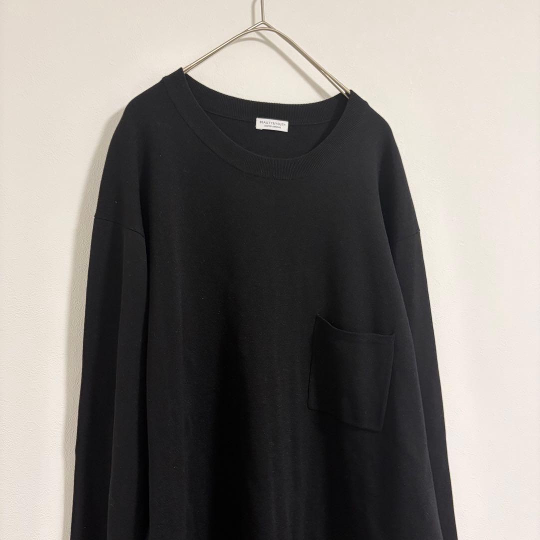 美品！BEAUTY&YOUTH KOUKIN 1ポケット ニット XL ブラック — image 2