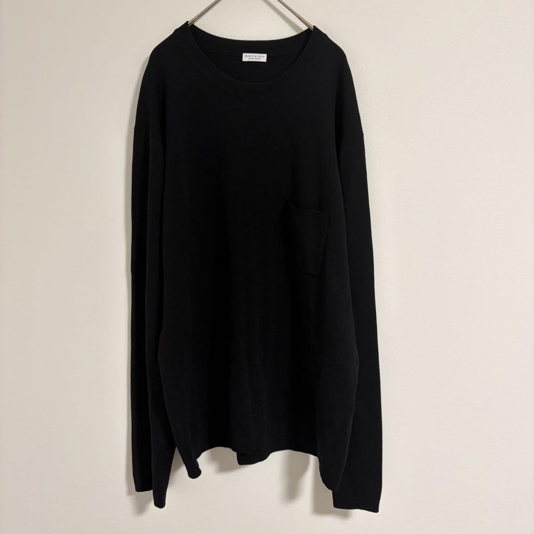 美品！BEAUTY&YOUTH KOUKIN 1ポケット ニット XL ブラック — image 3