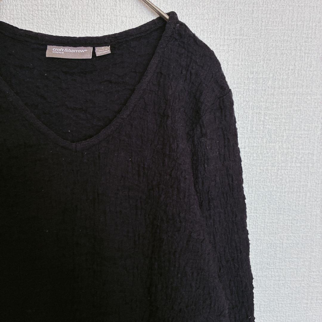 クロフトアンドバロー シャーリング トップス Vネック 長袖 S 黒 綿 日常 — image 5