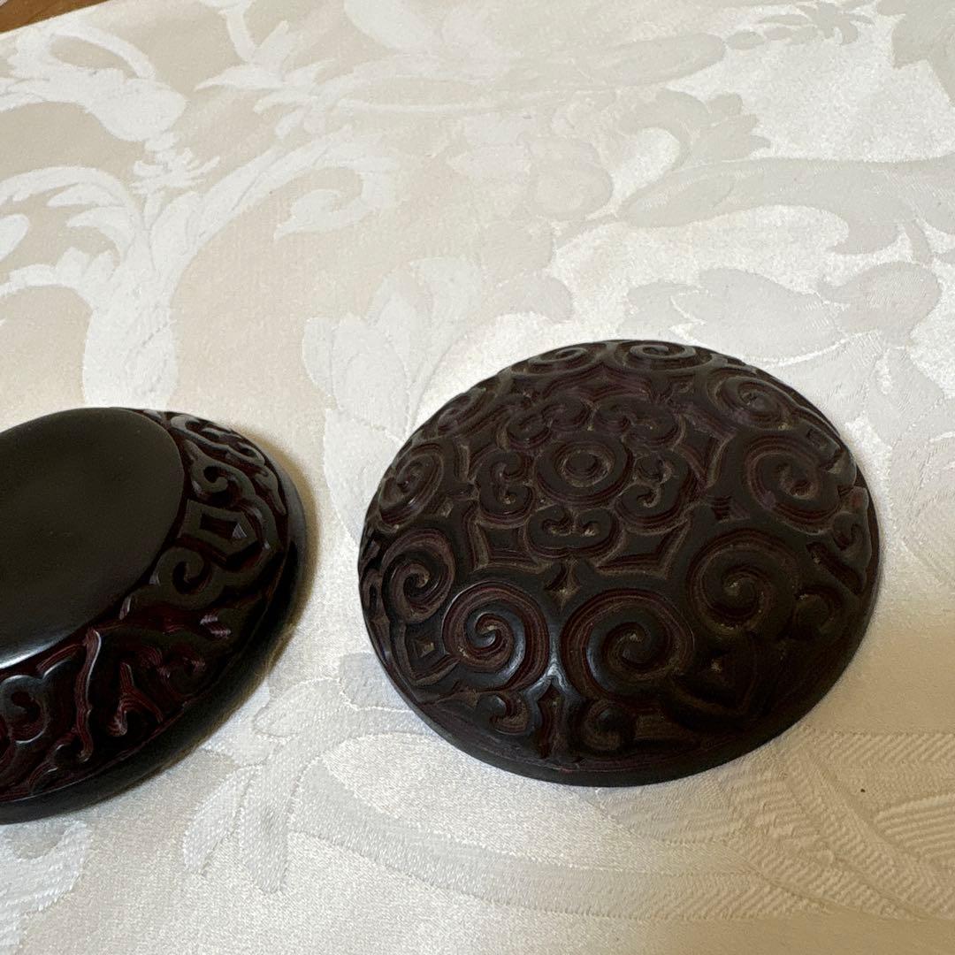 中国伝統工芸品　堆黒、堆赤香合　美品 — image 5