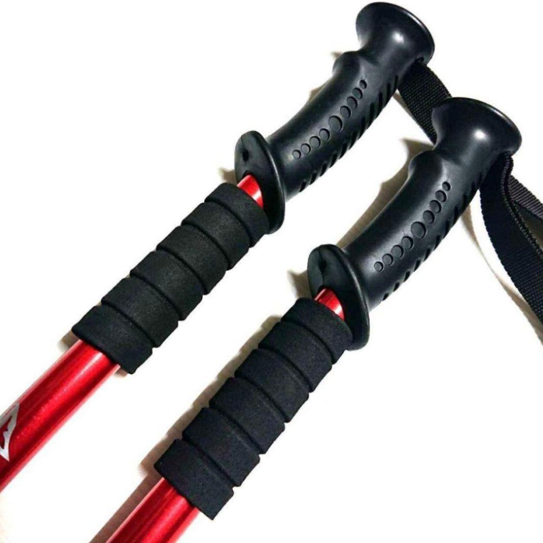 トレッキングポール ウォーキングポール ステッキ 2本セット レッド — image 2