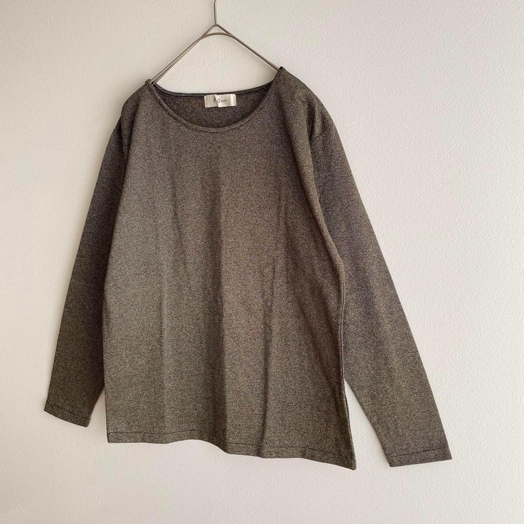 美品✨ プルクワ 長袖 カットソー Tシャツ ラメ ゴールド 黒 ヴィンテージ — image 3