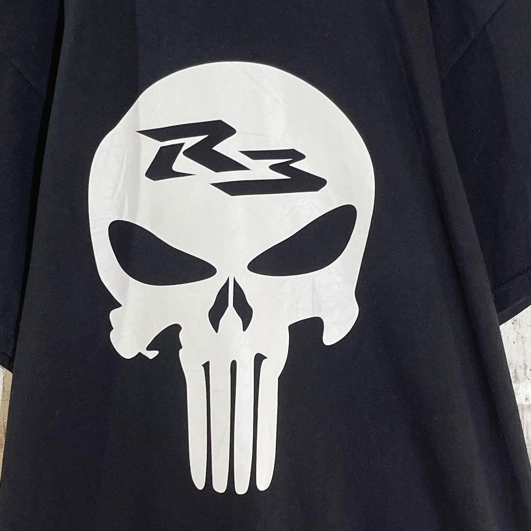 【YAMAHA R3風】R3ロゴxスカルクルーネックTシャツ ゆるだぼ 希少 — image 3