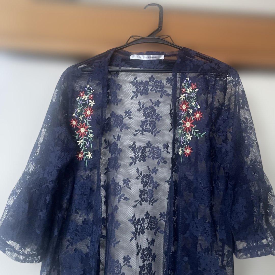 RAY CASSIN FAVORI レースカーディガン ネイビー 七分袖 — image 2
