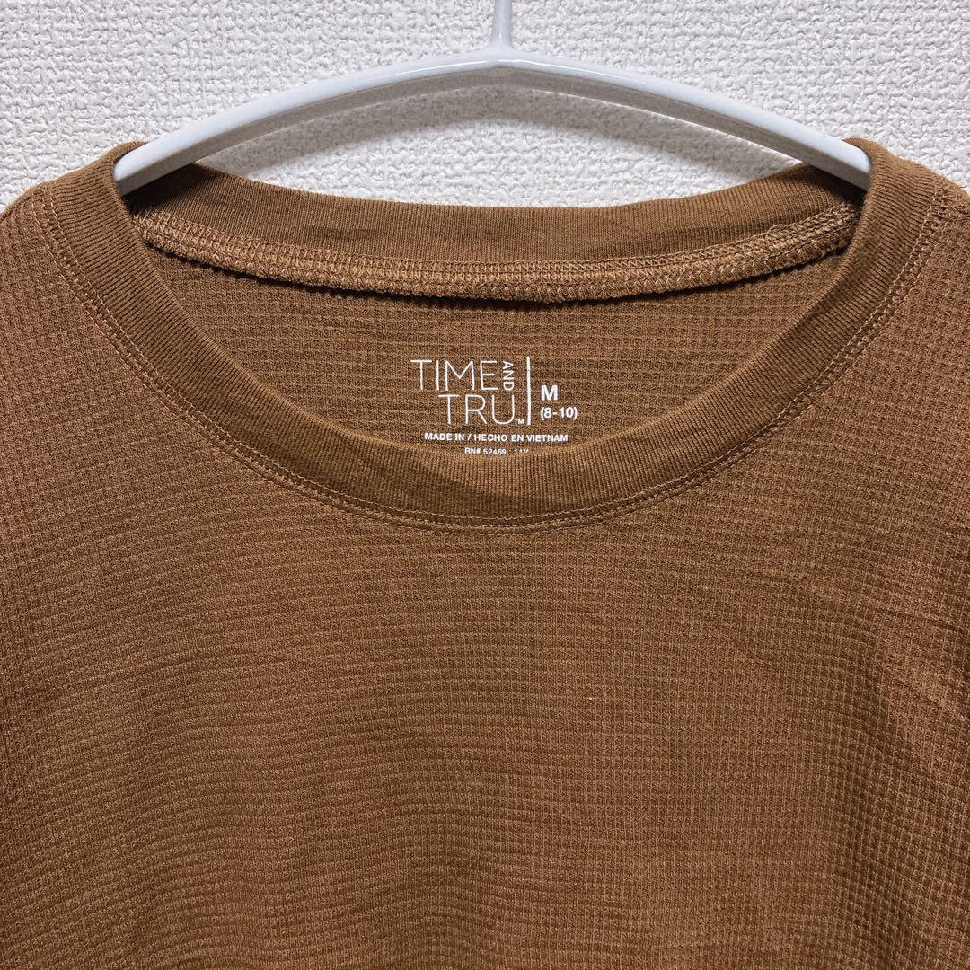 タイムアンドトゥルー ワッフル 長袖ラウンドヘム 無地 M 茶 綿ポリエステル — image 3