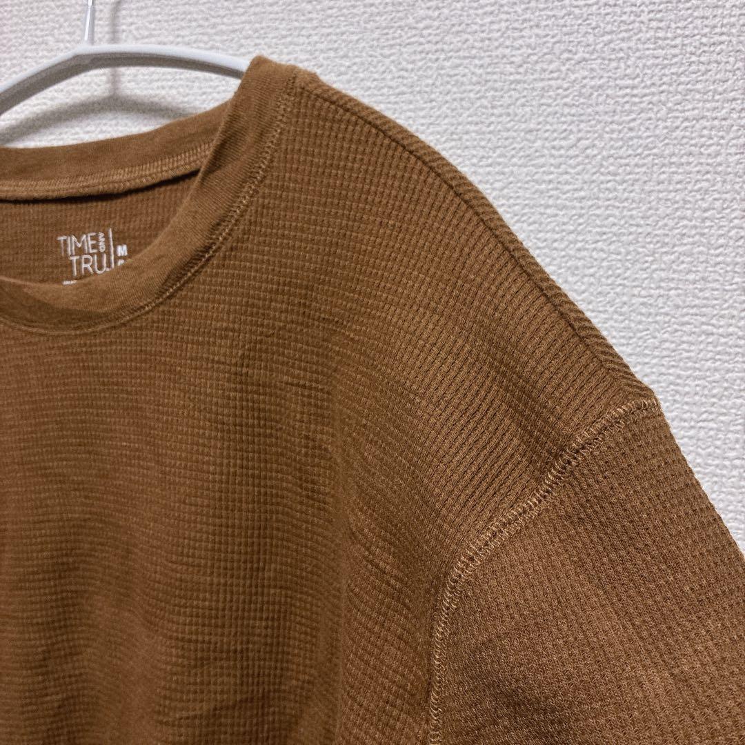 タイムアンドトゥルー ワッフル 長袖ラウンドヘム 無地 M 茶 綿ポリエステル — image 5