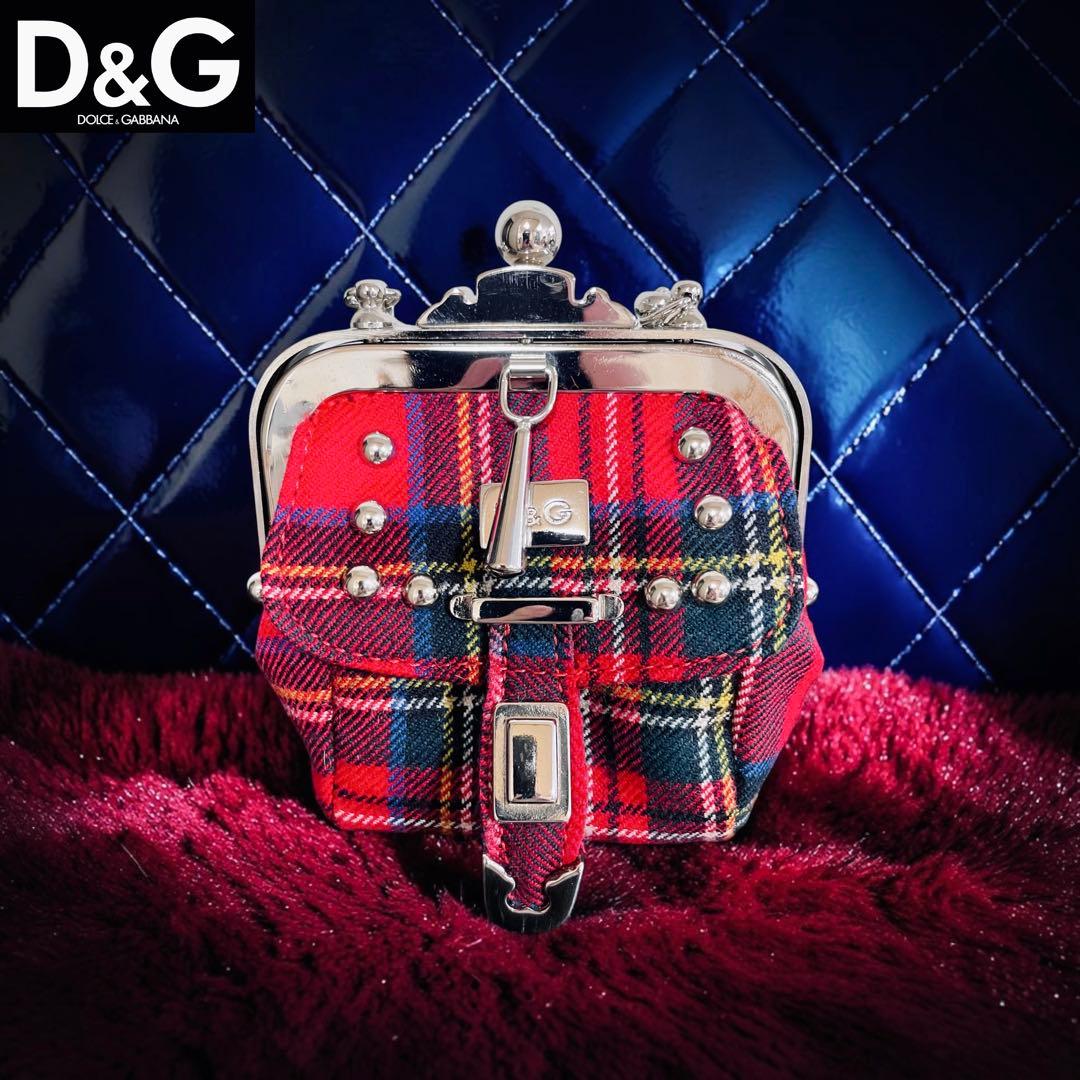 美品 イタリア製 D&G タータンチェック マイクロミニバッグ がま口バッグ — image 2