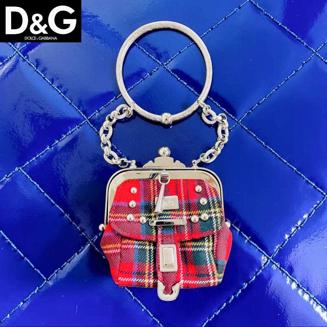 美品 イタリア製 D&G タータンチェック マイクロミニバッグ がま口バッグ — image 3