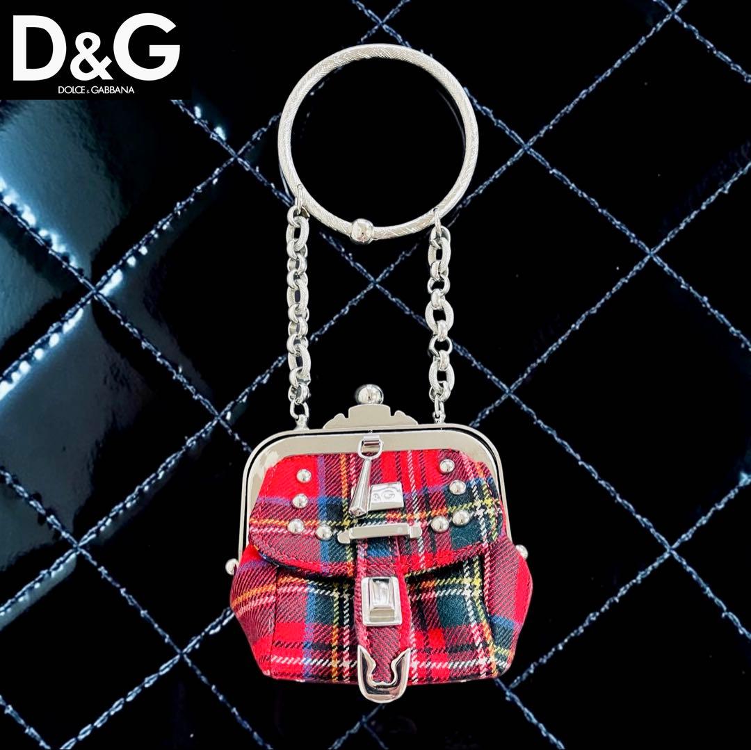 美品 イタリア製 D&G タータンチェック マイクロミニバッグ がま口バッグ — image 4