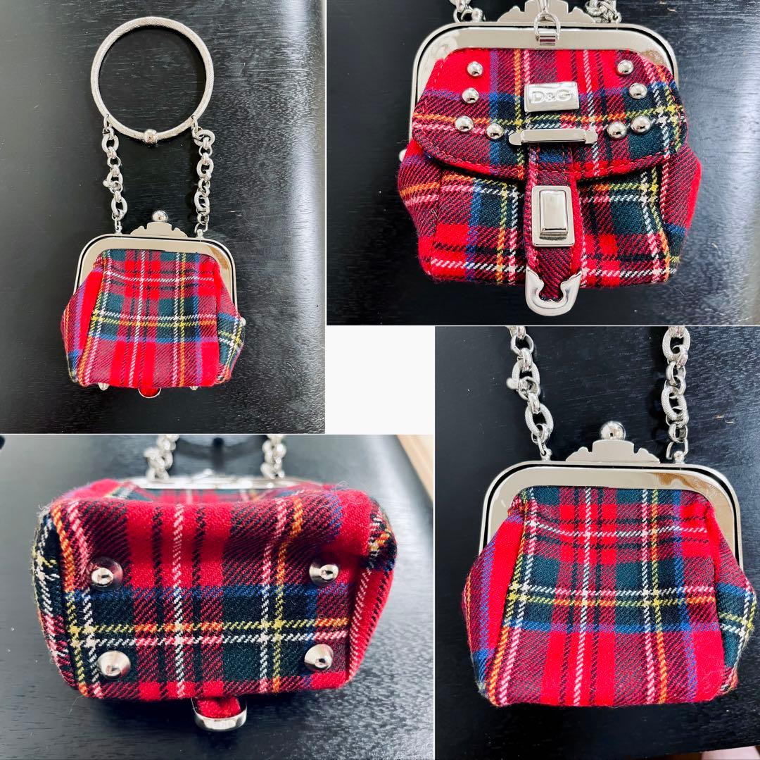 美品 イタリア製 D&G タータンチェック マイクロミニバッグ がま口バッグ — image 5