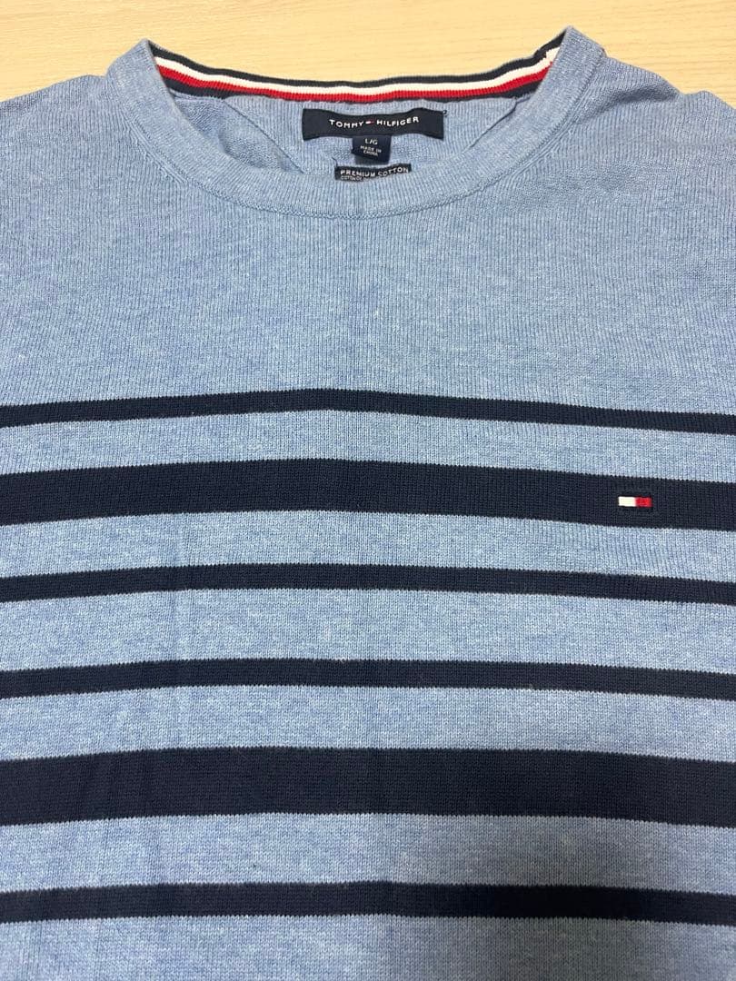 TOMMY HILFIGER ストライプ クルーネック ニット L — image 2