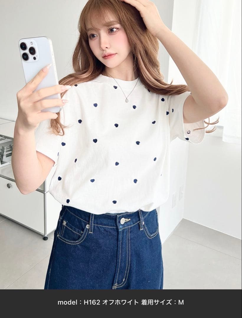 moment+ ハート柄Tシャツ　L — image 3