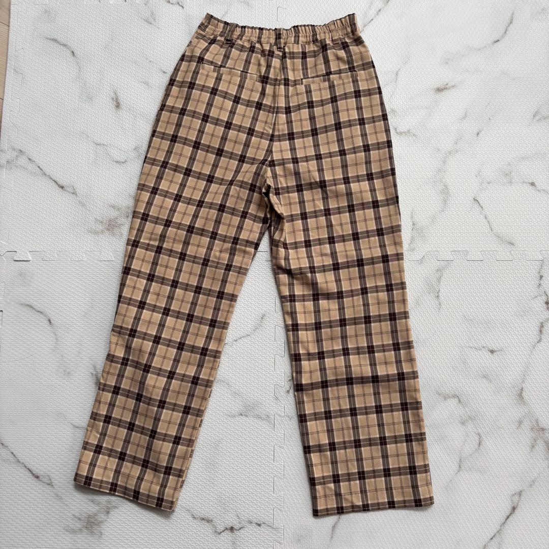 COLZA チェックパンツ L ベージュ ブラウン ワイドパンツ ハニーズ — image 3