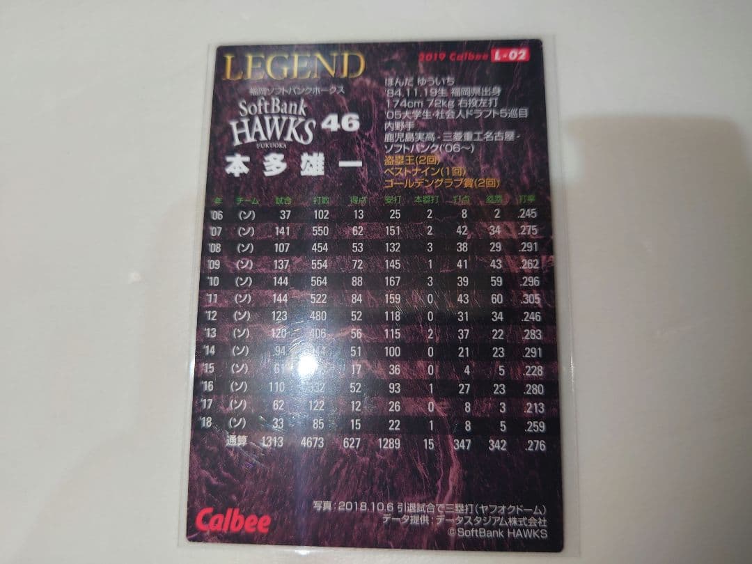 カルビー プロ野球チップス 本多雄一 LEGEND　サインカード — image 2
