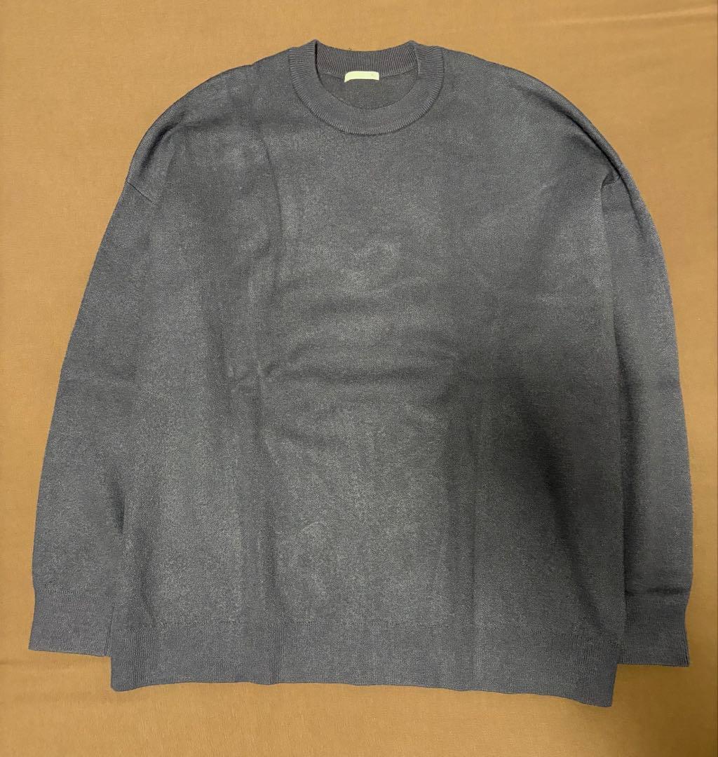 GU スウェットライククルーネックセーター　グレーネイビー系 — image 2