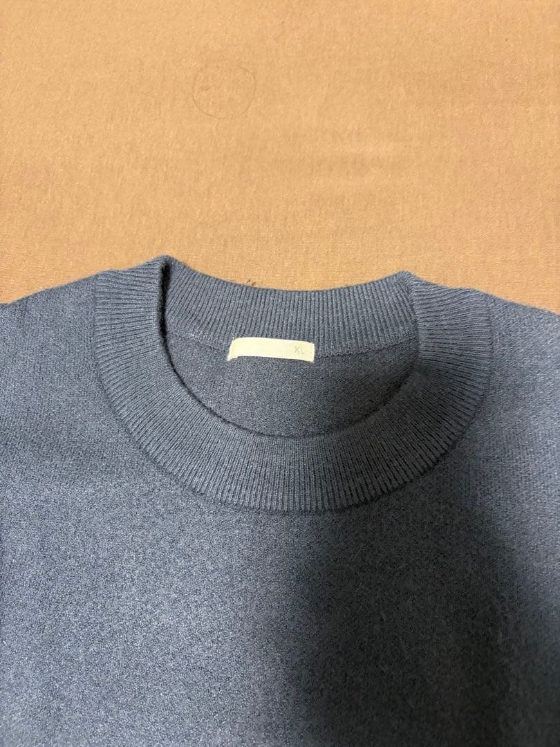 GU スウェットライククルーネックセーター　グレーネイビー系 — image 3