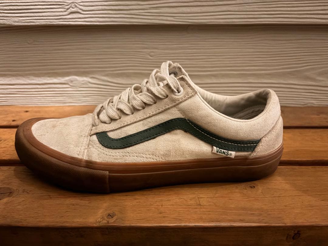 VANS Old Skool PRO ホワイト グリーン ガムソール27.5 — image 2