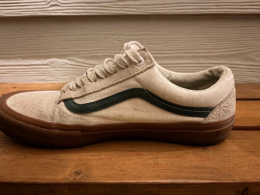 VANS Old Skool PRO ホワイト グリーン ガムソール27.5 — image 3