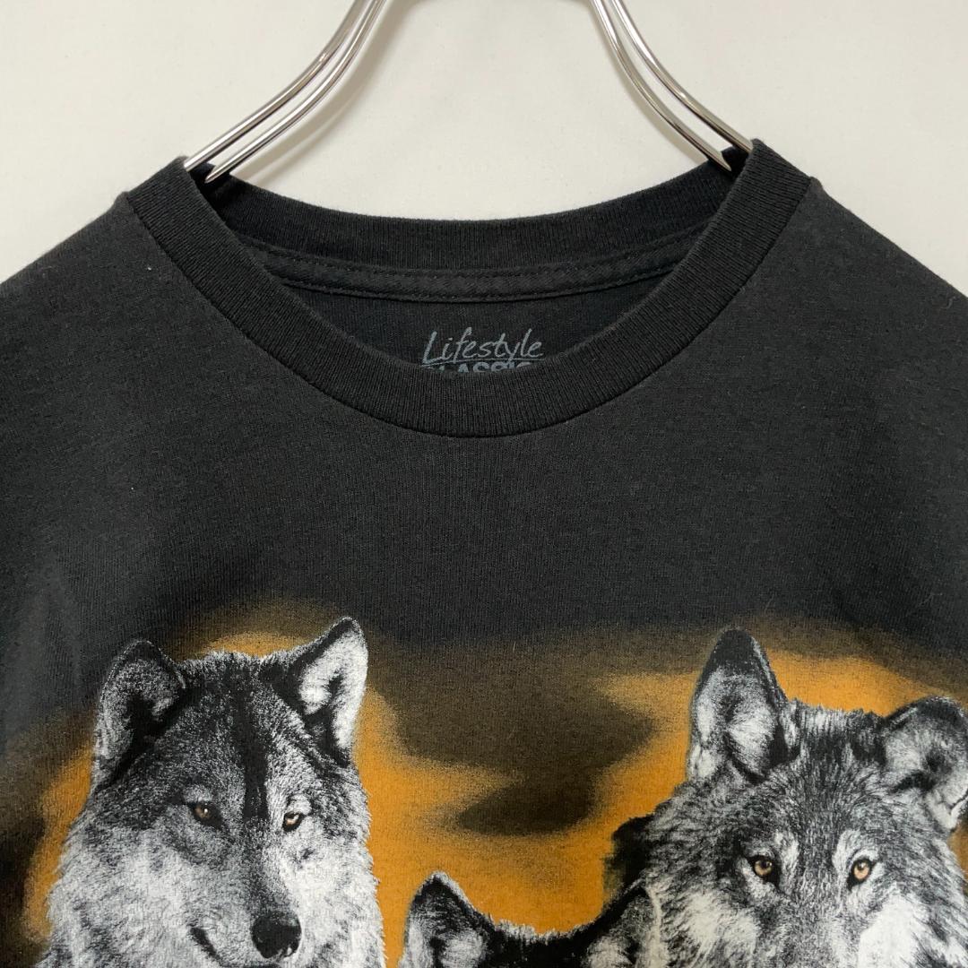 T-753 Lifestyle オオカミTシャツ 狼 アニマル M黒 USA古着 — image 4