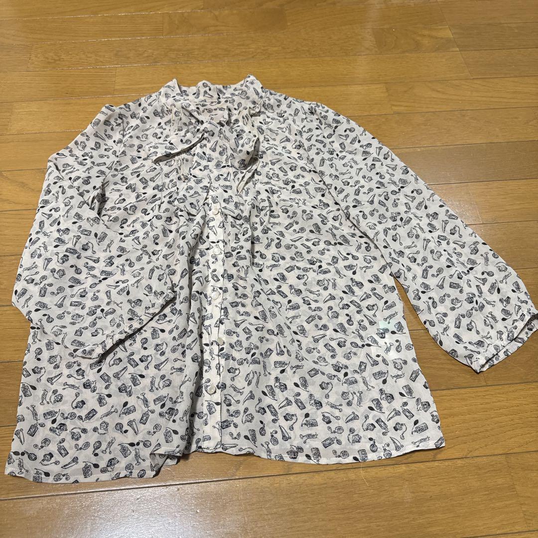 innowave ボウタイブラウス 七分袖 総柄 — image 2