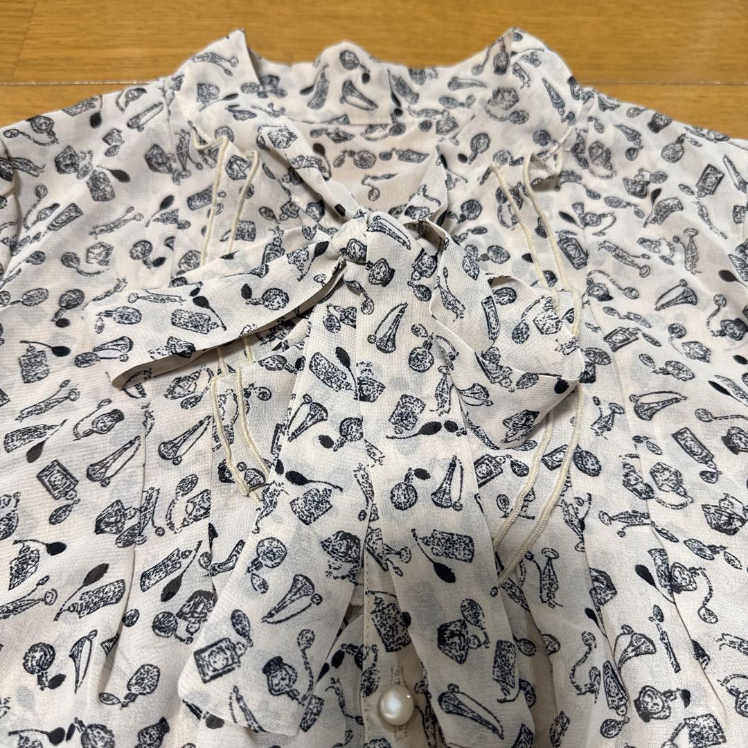 innowave ボウタイブラウス 七分袖 総柄 — image 4