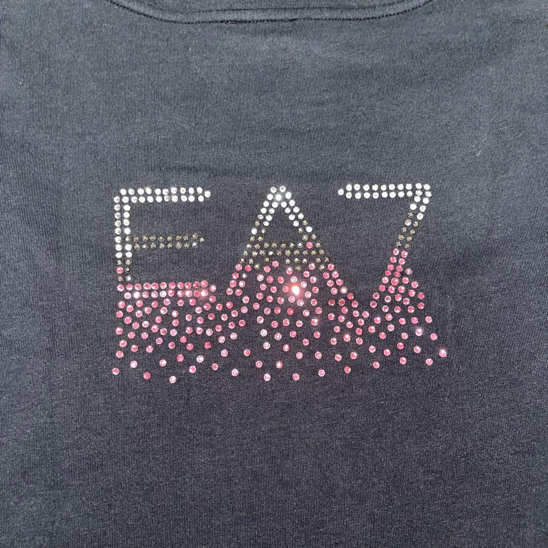 エンポリオアルマーニ ラインストーン ロゴ 長袖Tシャツ ブラック レディース — image 3