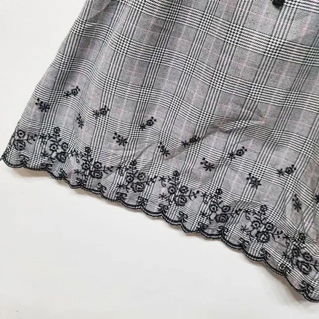 LODISPOTTO グレー チェック柄 刺繍入り ワンピース　ディナー — image 3