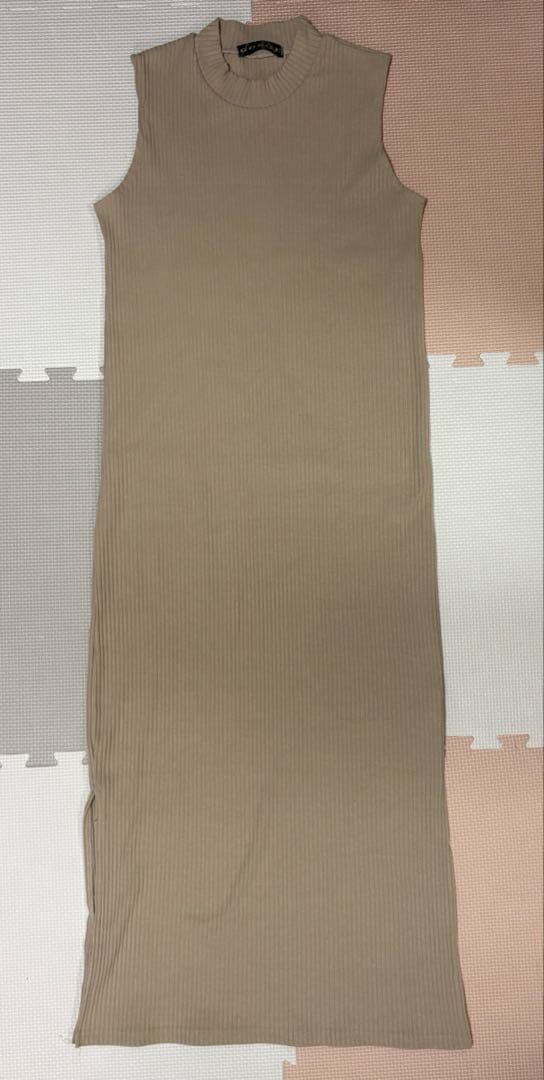 GORGE ノースリーブ リブニット ロングワンピース ベージュ — image 2
