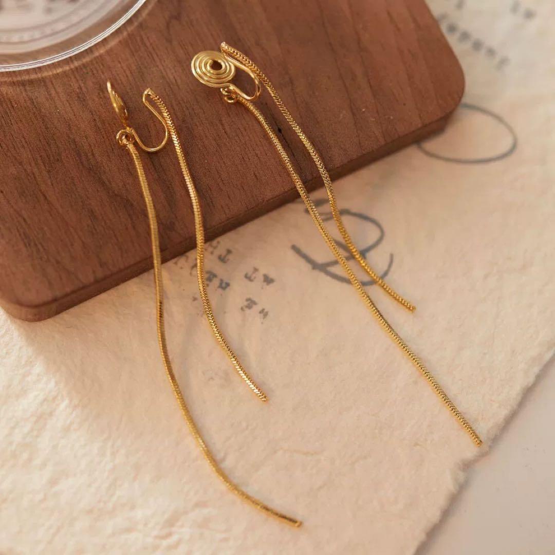N118揺れる　ロング　イヤリング　ゴールド　韓国おしゃれ　結婚式　上品　通勤 — image 2