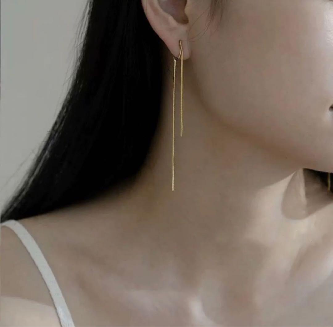 N118揺れる　ロング　イヤリング　ゴールド　韓国おしゃれ　結婚式　上品　通勤 — image 4
