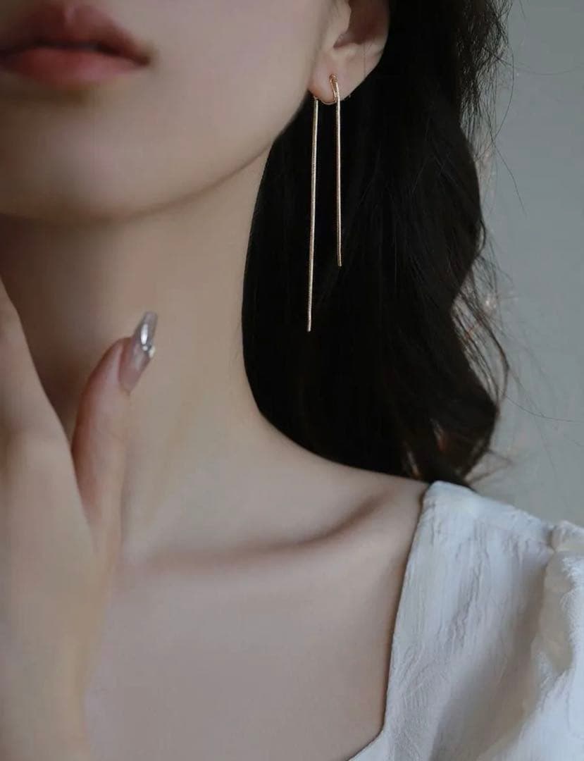 N118揺れる　ロング　イヤリング　ゴールド　韓国おしゃれ　結婚式　上品　通勤 — image 5